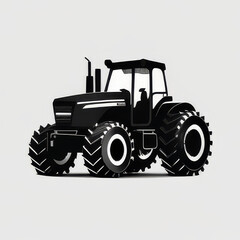 Obraz premium a tractor, flat, minimalist vector graphic in black, logo style, white background 