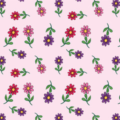 Floral seamless pattern design with colorfull patterns isolated on background.