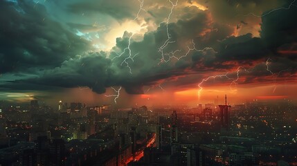 Cityscape Under a Dramatic Sky