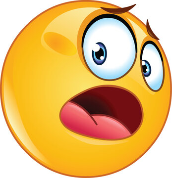 Horrified emoji emoticon looking back