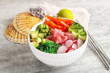 Hawaiian cuisine - poke with tuna and rice