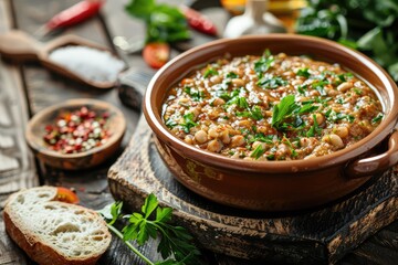 Ful Medames Traditional Egyptian Dish made from Cooked Fava Beans Mixed with Various Spices