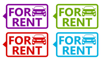 set vector car sales signs icon labels. automobile for sale and rent sign. dealership symbol design template vector illustration 