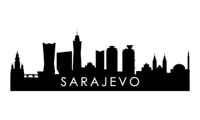 Obraz premium Sarajevo skyline silhouette. Black Sarajevo city design isolated on white background. 