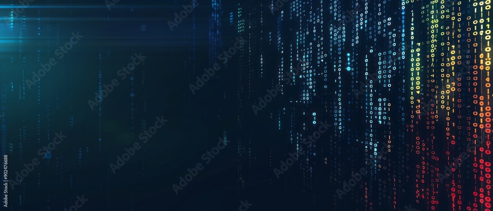 Poster colorful abstract digital data flow in a cyber environment during nighttime visual display