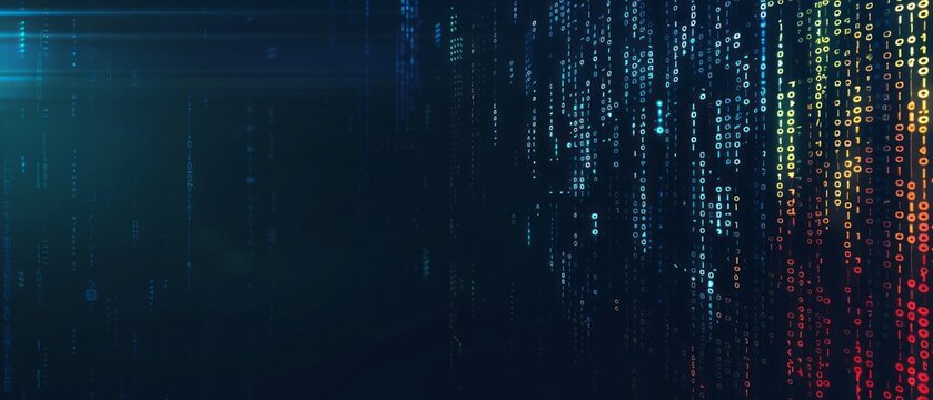 Colorful Abstract Digital Data Flow in a Cyber Environment During Nighttime Visual Display