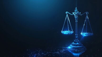 Digital art depiction of the scales of justice, representing the balance and fairness of the law.