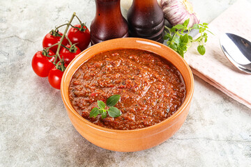 Spanish traditional gazpacho tomato soup