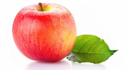 Ripe apple with leaf