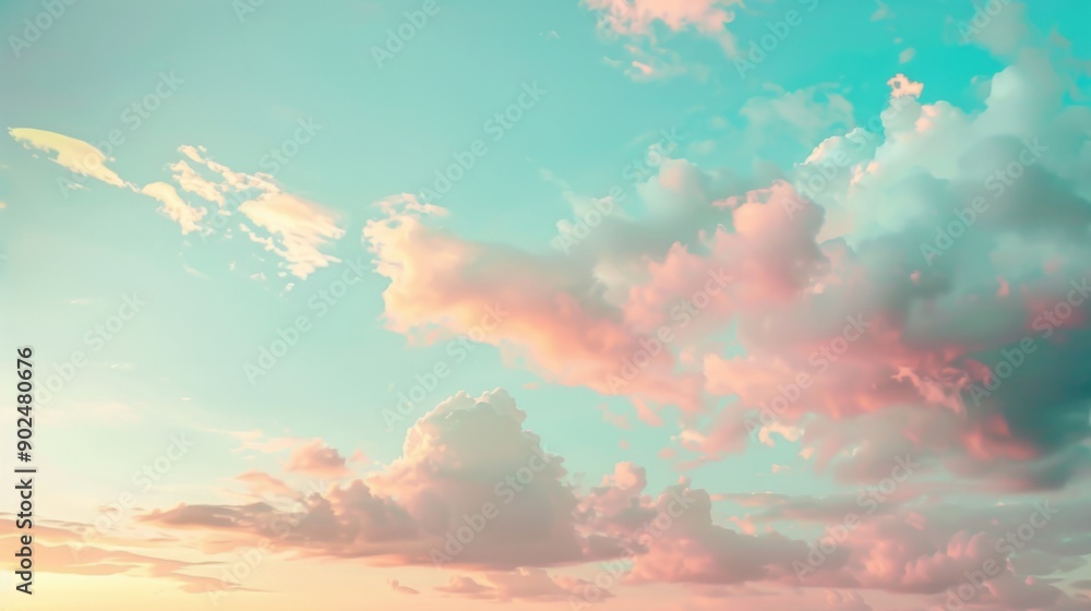 Aufkleber a soft, cloudy sky background with a gentle, pastel color palette, perfect for a serene and dreamy v