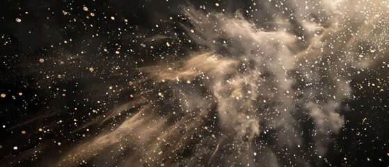 Obraz premium Overlay of dust particles, on black background, Generative AI