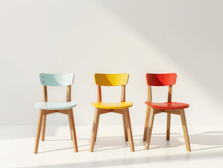 Bright Minimalist Dining Chairs with Simple Design on White Background