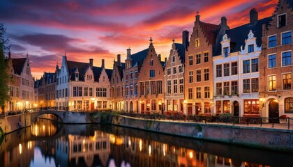 Fototapeta premium Bruges Canal at Sunset.