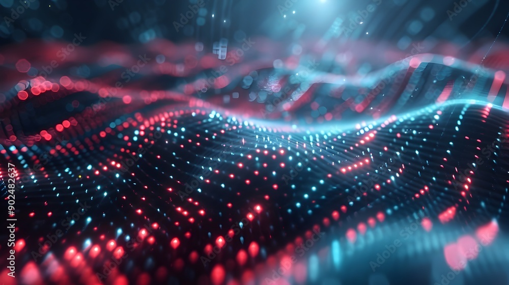 Poster abstract holographic interface with floating data points cyber technology background concept