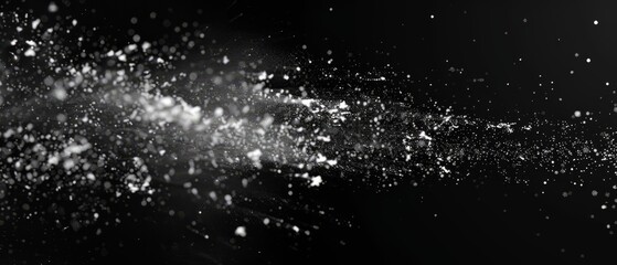 Overlay of fuzz particles, on black background, Generative AI