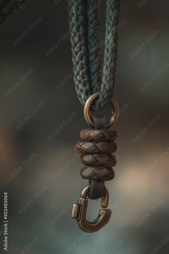 Poster a detailed shot of a rope with a hook, useful for various applications