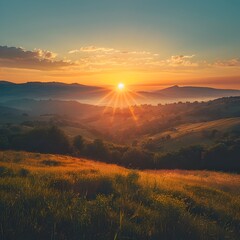 Magnificent Sunrise Over Serene Mountain Valley New Opportunities Ahead