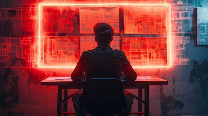 Fototapeta premium An architect is creating a plan. 