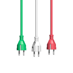 Naklejka premium bunte Stromkabel mit Steckern in den Farben der italienischen Flagge