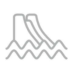 Water Slide Vector Line Grey Icon Design