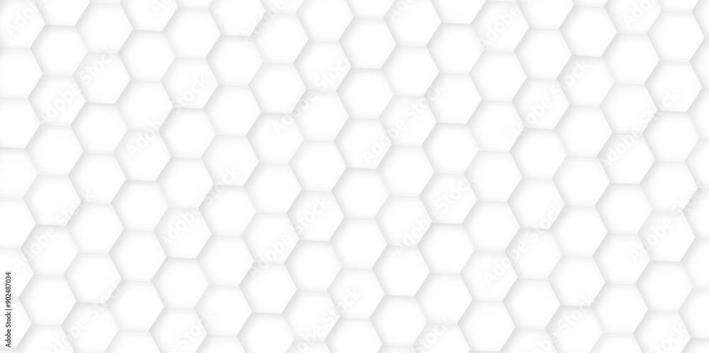 Poster 3d hexagonal structure futuristic white background and embossed hexagon abstract with hexagon backgr