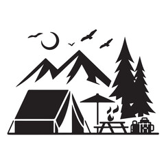 Camping set vector illustration icon
