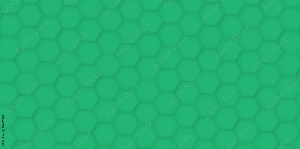 Poster 3d hexagonal structure futuristic green background and embossed hexagon abstract with hexagon backgr