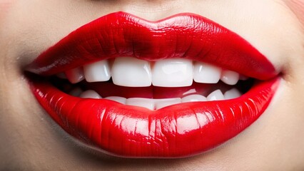 Obraz premium Female mouth with snow-white healthy teeth
