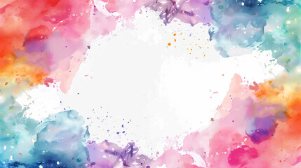 Fototapeta premium Watercolor painted background with colorful splashes and white space