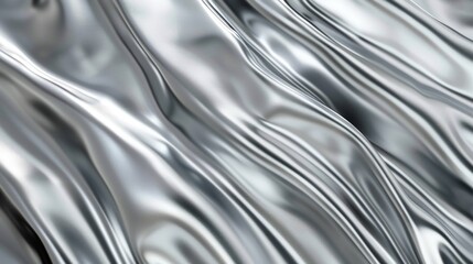Abstract Silver Fabric Texture with Smooth, Flowing Drapes