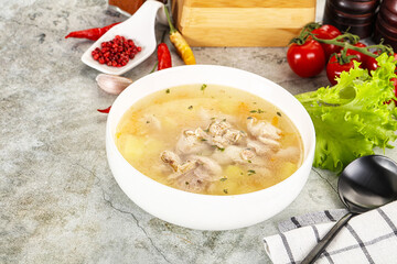 Homemade chicken soup with vegetables