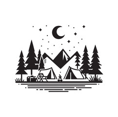 Obraz premium Camping set vector illustration icon