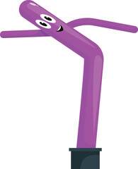 Purple inflatable tube man waving its arms and smiling