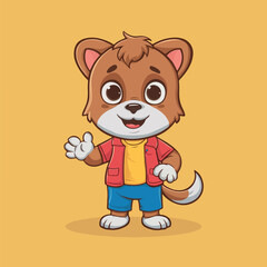 Adventures of a Charming Cartoon Animal Vector Icon Illustration hand drawn art.
