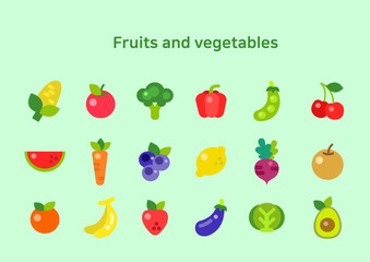 Fruit and vegetable illustration collection
