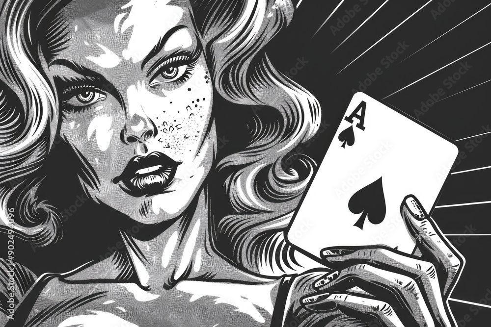 Poster a person holds a playing card in their hand, possibly indicating a game or competition