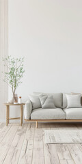 Elegant property interiors with plain light and minimal rustic furniture. Minimalist Real Estate composition image