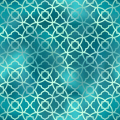 Green Arabic style seamless pattern. Vector gradient oriental ornament background. Oriental traditional texture for backgrounds, wallpapers, textile patterns, decoration