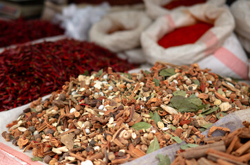 Various spices mixed in different proportions