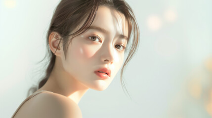 美肌の若くて可愛いアジア女性モデルの美容ポートレート