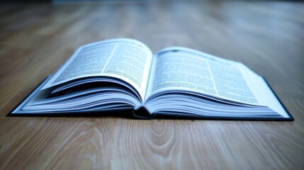 A book lying open on a rustic wood surface