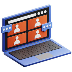 Virtual Meeting Icon 3D Illustration. Remote Work Theme.