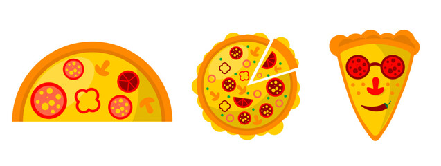Pizza Varieties Trio Vector collection
