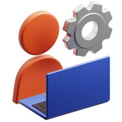 Freelance Work Icon 3D Illustration. Remote Work Theme.