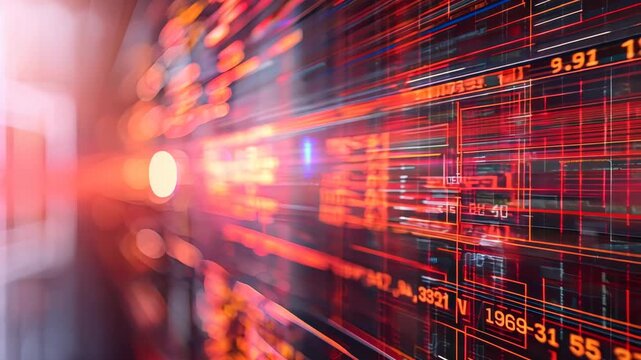 Abstract digital technology background with glowing binary code and data flows, representing futuristic data processing and cybersecurity.