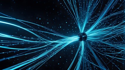 Obraz premium A blue lighted image of a black background with a large, glowing