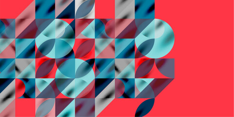 Obraz premium Triangles, round triangles and circles techno art. Vector Illustration For Wallpaper, Banner, Background, Card, Book Illustration, landing page