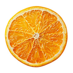 Orange round slice with juicy segments and vibrant color clipart with transparent background