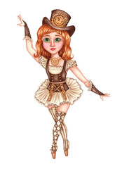 Fototapeta premium Girl ballerina in the steampunk fairy tale 