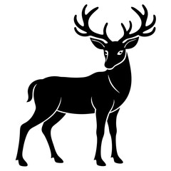 Deer silhouette vector art head with antlers illustration